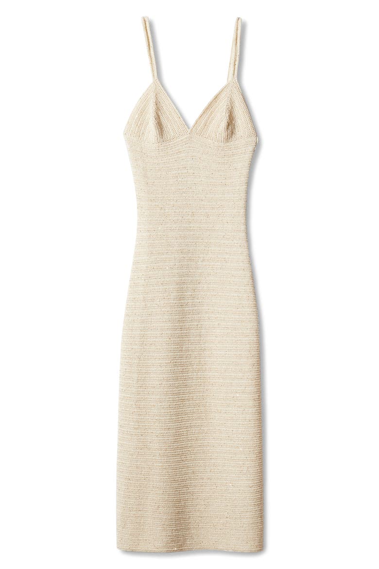 Sequin Detail Empire Waist Midi Dress, Alternate, color, ECRU