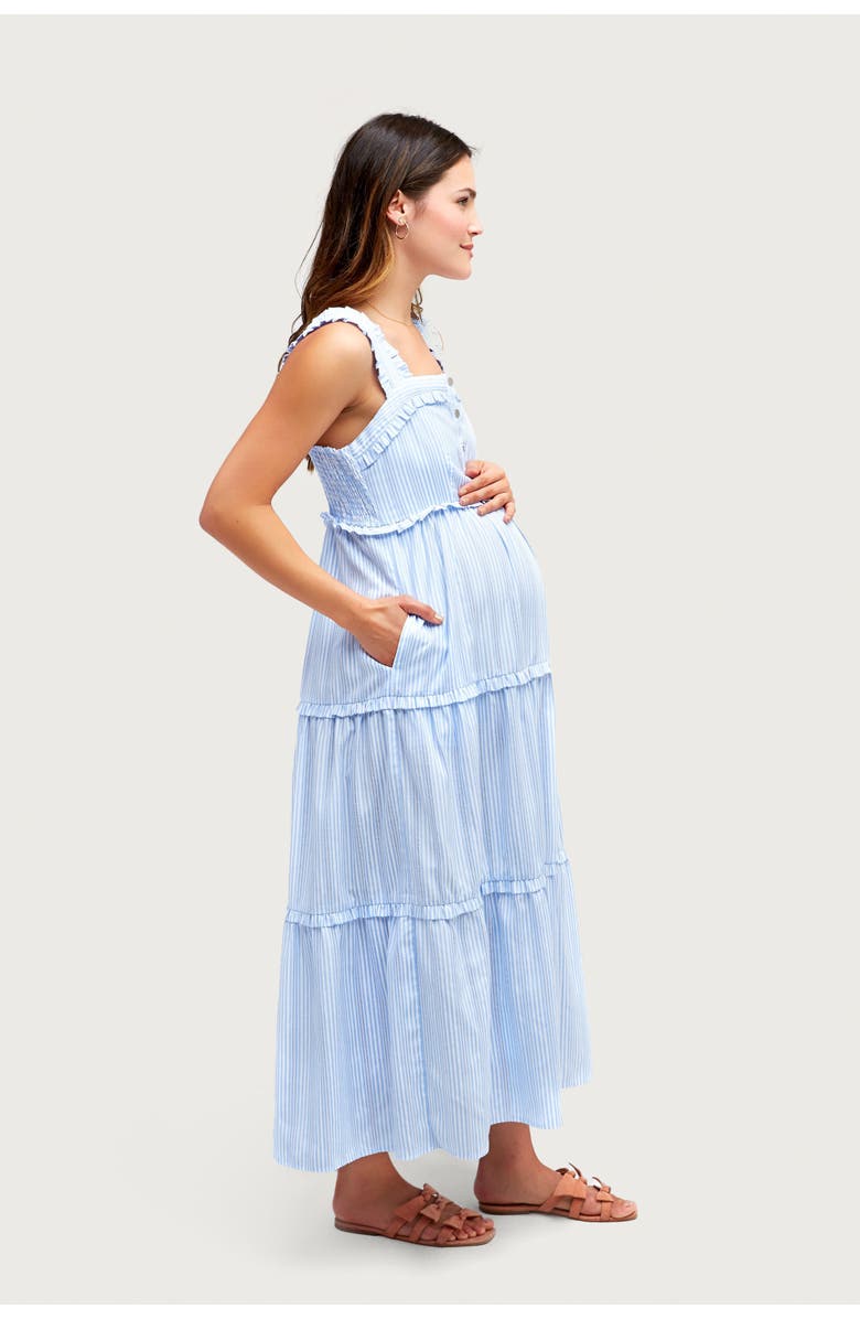 Nom Maternity Emma Maternity & Nursing Maxi Dress, Alternate, color, Sky Stripe