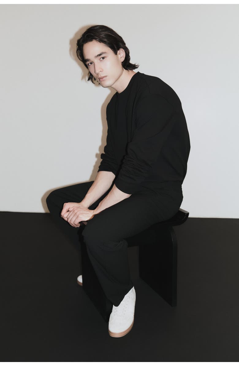 H&M Four-way stretch regular-fit pull-on pants, Alternate, color, Black