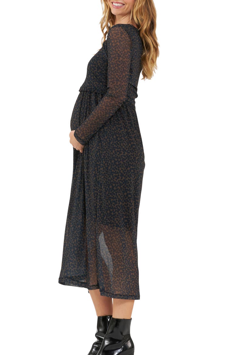 Jen Long Sleeve Maternity/Nursing Dress, Alternate, color, BROWN / BLACK
