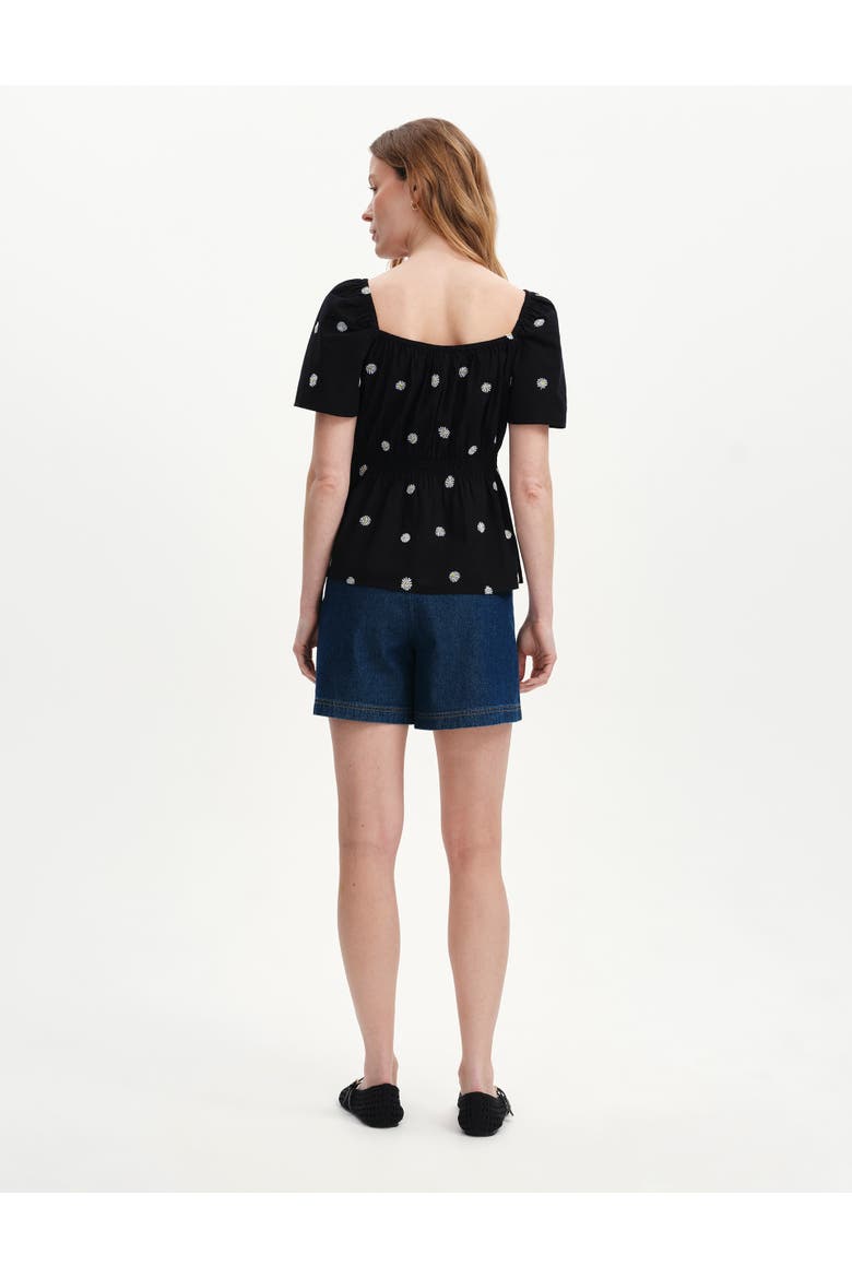 Holly Floral Embroidered Cotton Top, Alternate, color, Black Daisy