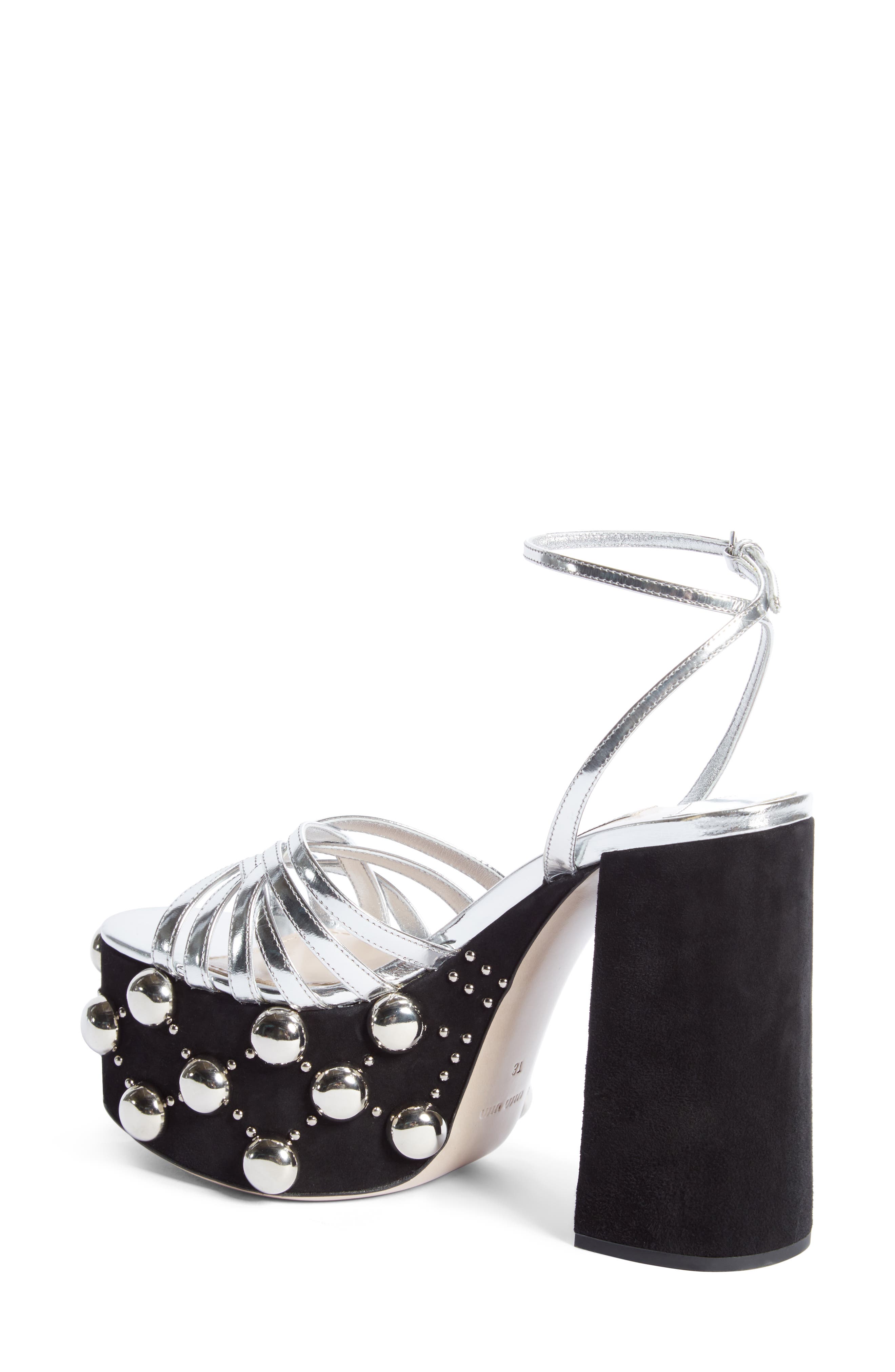 Miu Miu Studded Platform Sandal, Alternate, color, 