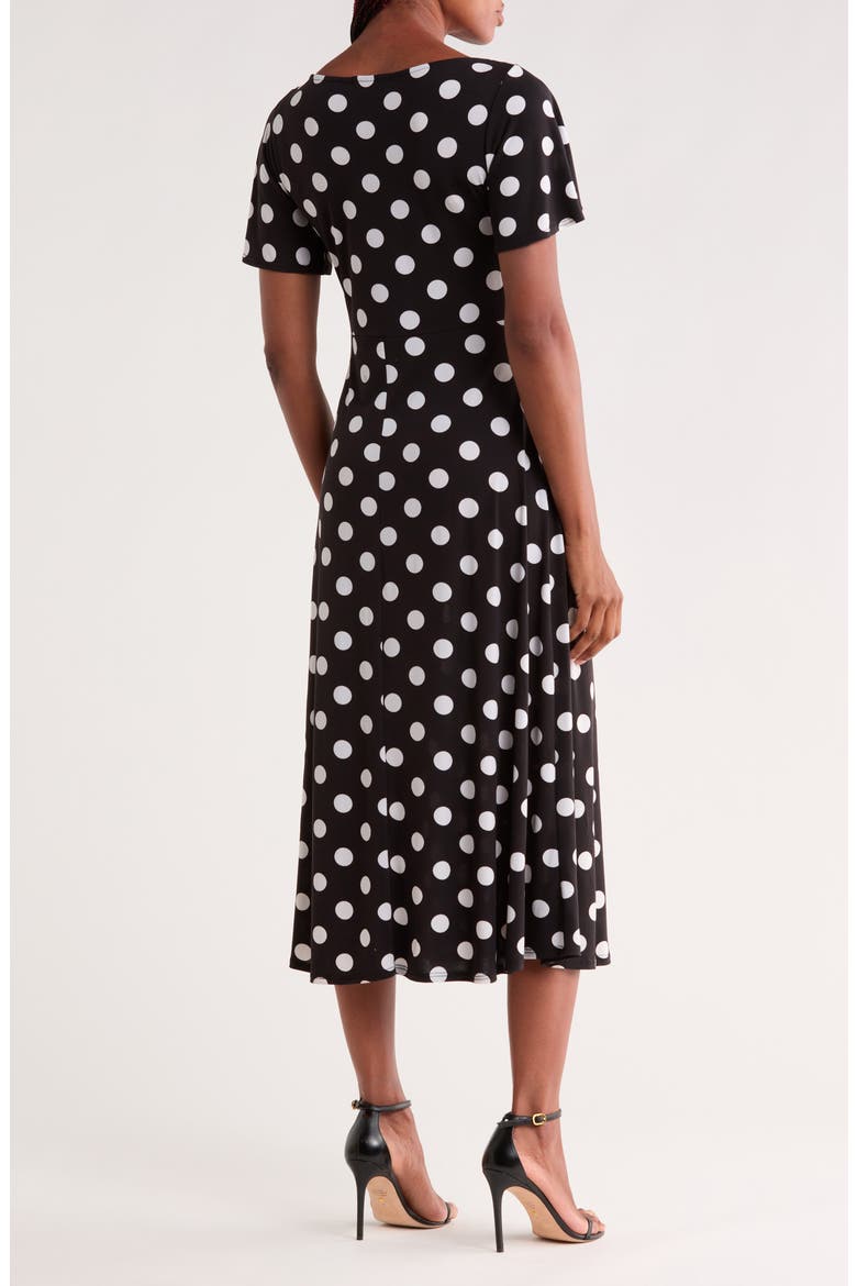 Flutter Sleeve Midi Dress, Alternate, color, BLACK DOT