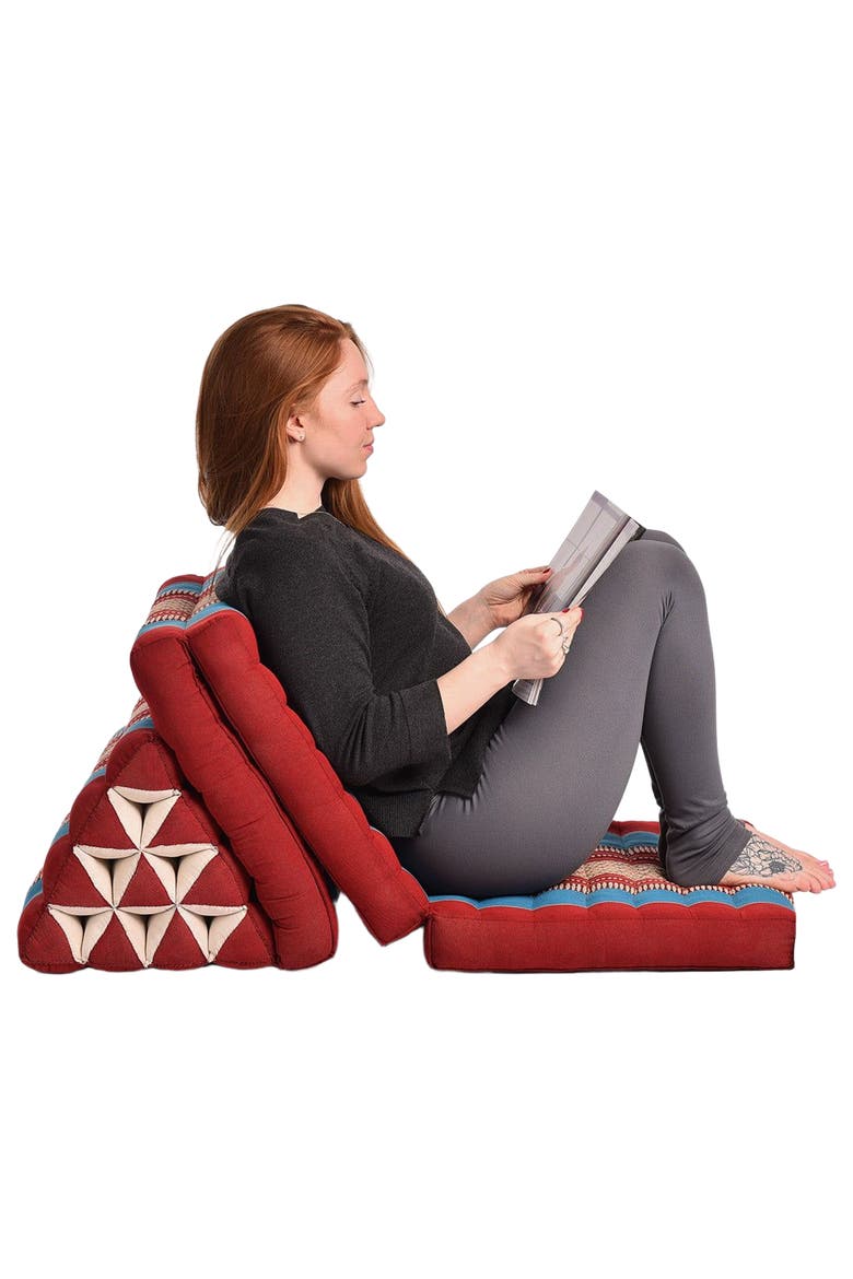 Zafuko Three Fold Thai Cushion, Alternate, color, Burgundy/Blue
