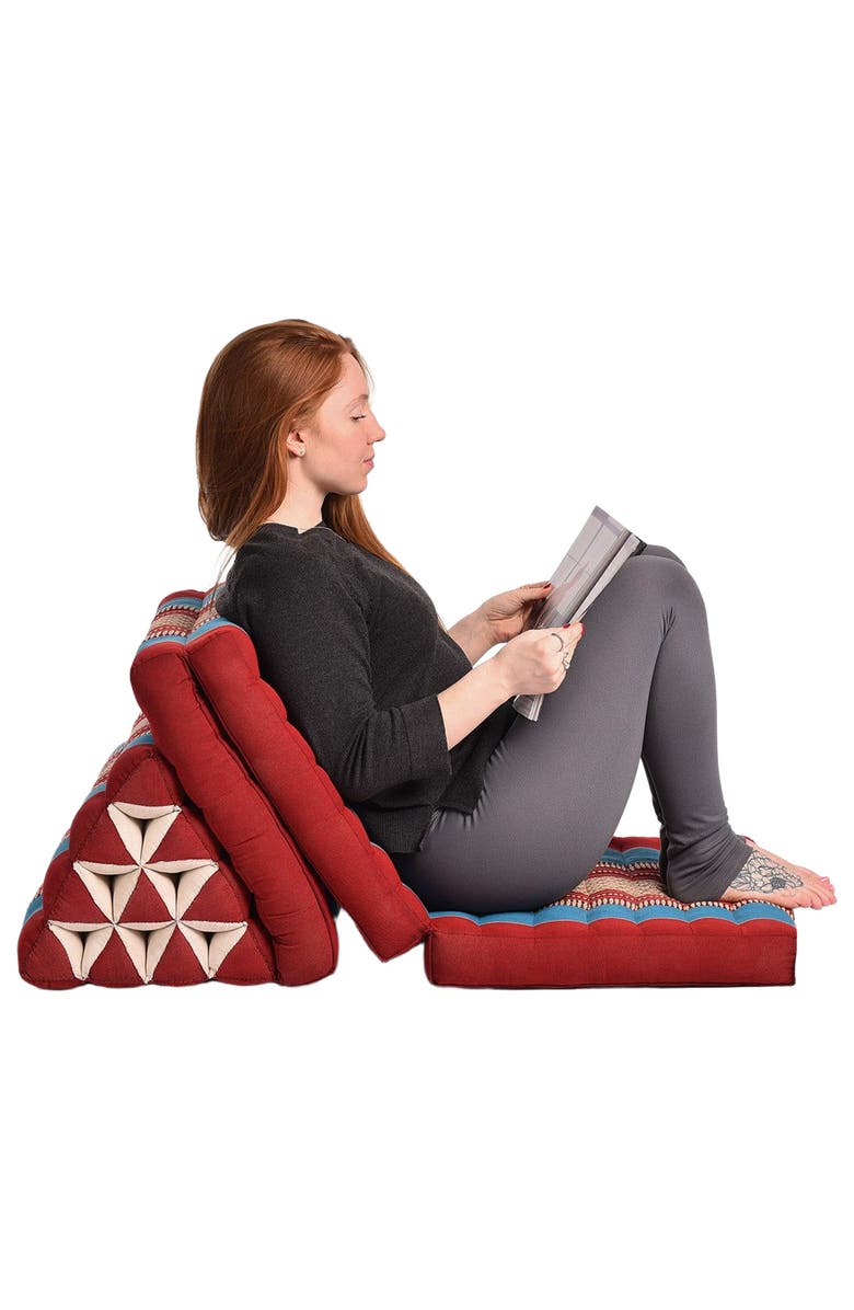 Hugger Mugger Zafuko Three Fold Thai Cushion, Alternate, color, Burgundy/Blue