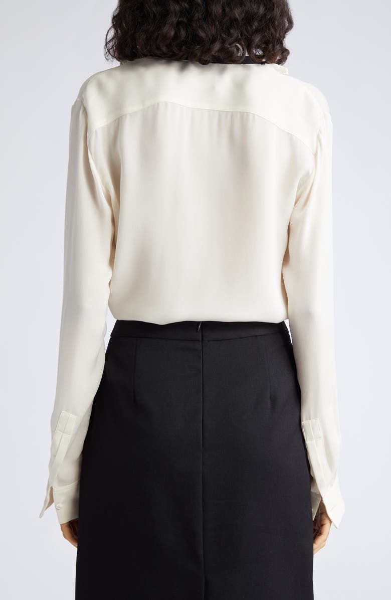 Nili Lotan Bertille Ruffle Tie Neck Silk Shirt, Alternate, color,