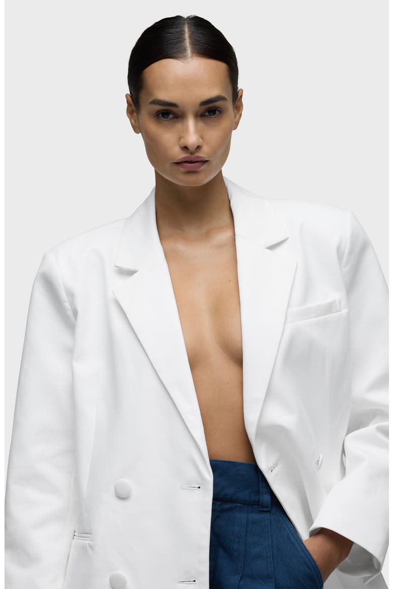Mae Oversize Double Breasted Cotton Blazer, Alternate, color, WHITE