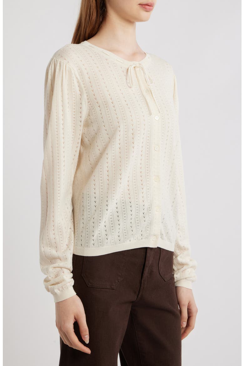 Cotton & Modal Pointelle Cardigan, Alternate, color, CREAM