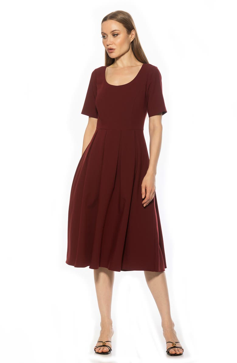 Alexia Admor Imani Pleated Short Sleeve Dress, Alternate, color, Burgundy