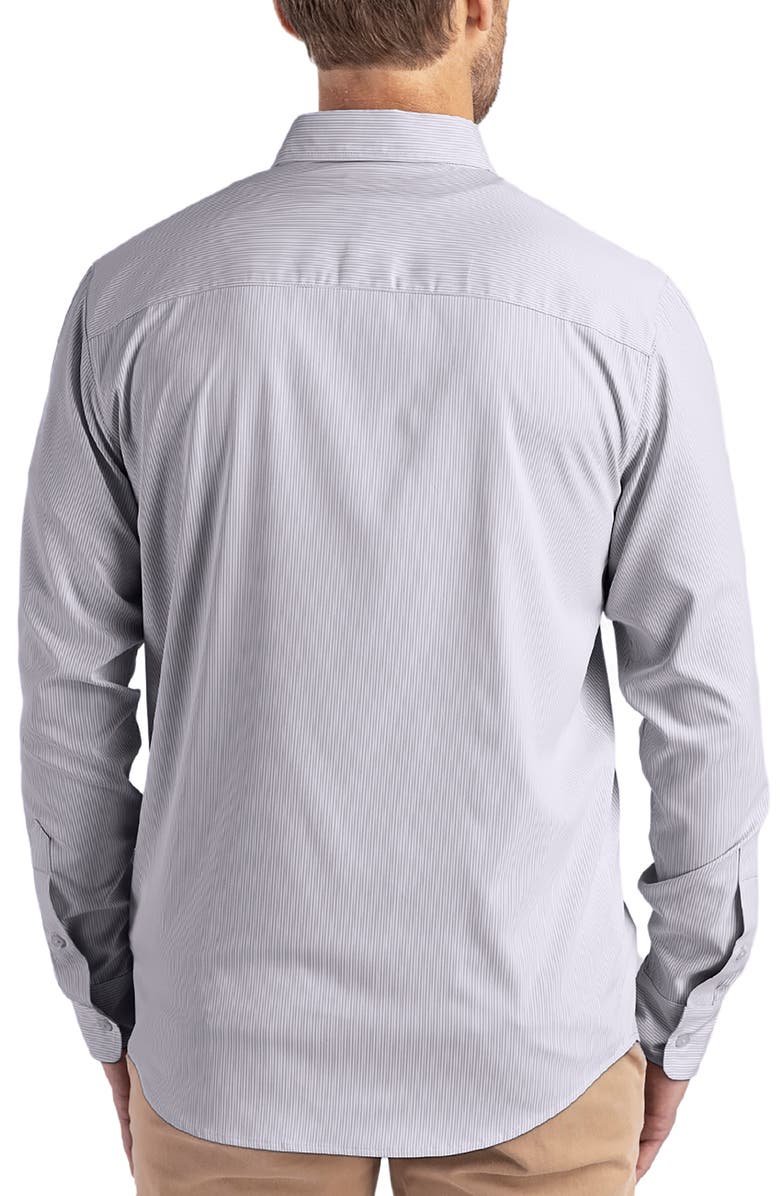 Cutter & Buck Skyline Epic Confidence Stripe Stretch Button-Down Shirt, Alternate, color, Elemental Grey/White