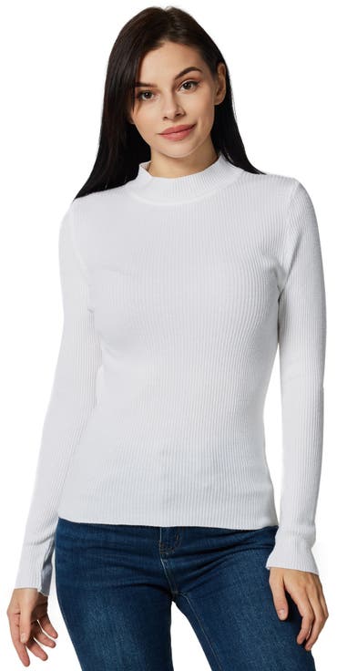 Slim Fit Ribbed Mock Neck Sweater Top
