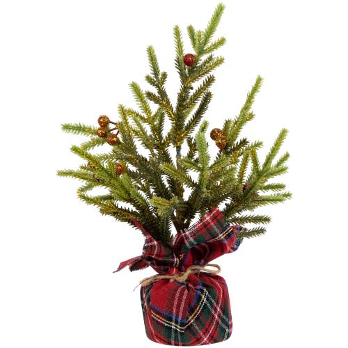 Northlight Mini Glittered Pine With Berries Artificial Christmas Trees In Green