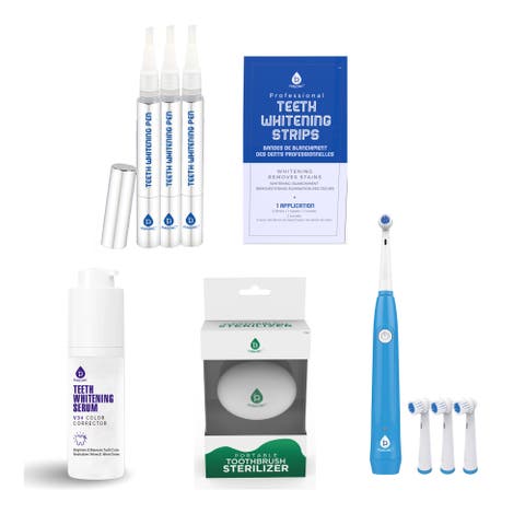 Ultimate Smile Brightening Kit Rotary Electric Toothbrush, UV Sterilizer, V34 Serum, Whitening Strips, & Pens