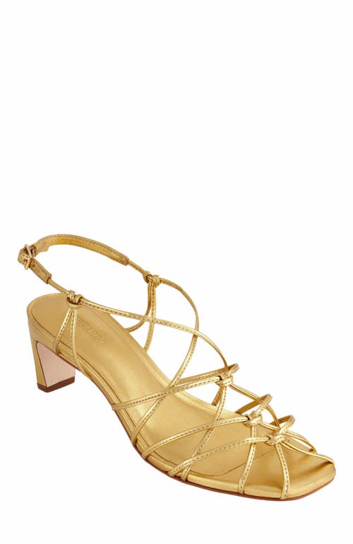 Bernardo Strappy Metallic Kitten Slingback Sandals In Gold