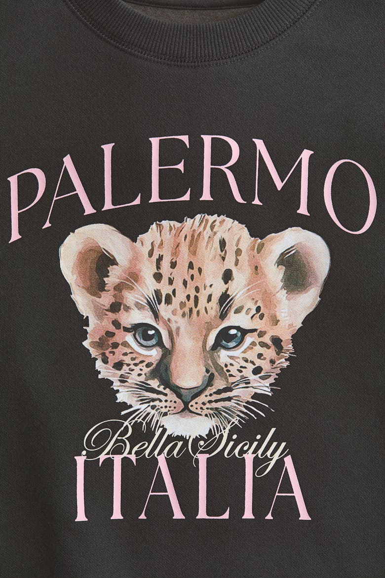Sweatshirt With Motif, Alternate, color, Black/Palermo