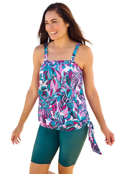 Blouson Tankini Top with Adjustable Straps