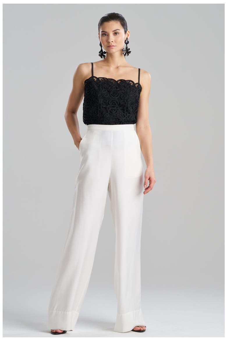 COTTON SILK TWILL Trouser, Main, color, WHITE