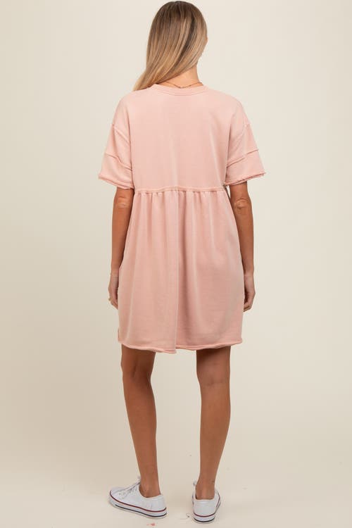 Pinkblush Raw Hem Short Sleeve Dress In Pink