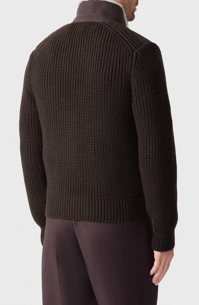 Mackage Jonathan Mixed Media Merino Wool & Shearling Jacket, Alternate, color, Coffee-Natural