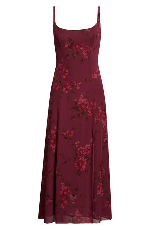 Ailany Floral Print Georgette Midi Dress