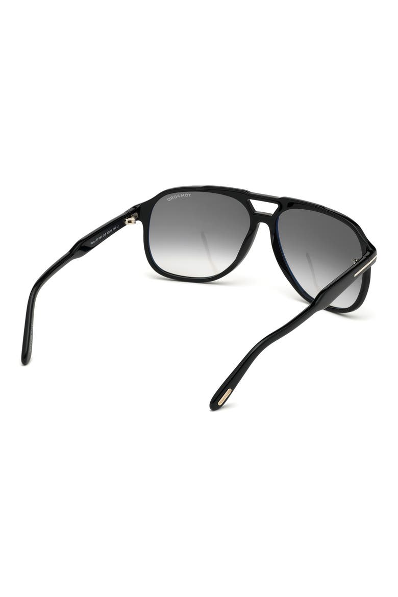 Raoul 62mm Gradient Navigator Sunglasses, Alternate, color, SHINY BLACK / SMOKE POLARIZED