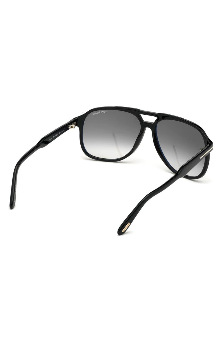 TOM FORD Raoul 62mm Gradient Navigator Sunglasses, Alternate, color, Shiny Black / Smoke Polarized