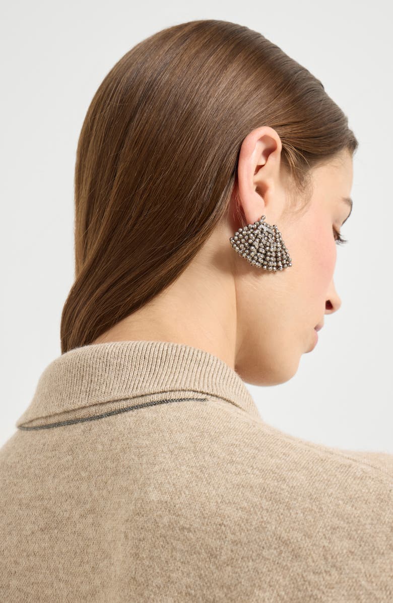 Brunello Cucinelli Cashmere double knit polo shirt, Alternate, color, Biscuit