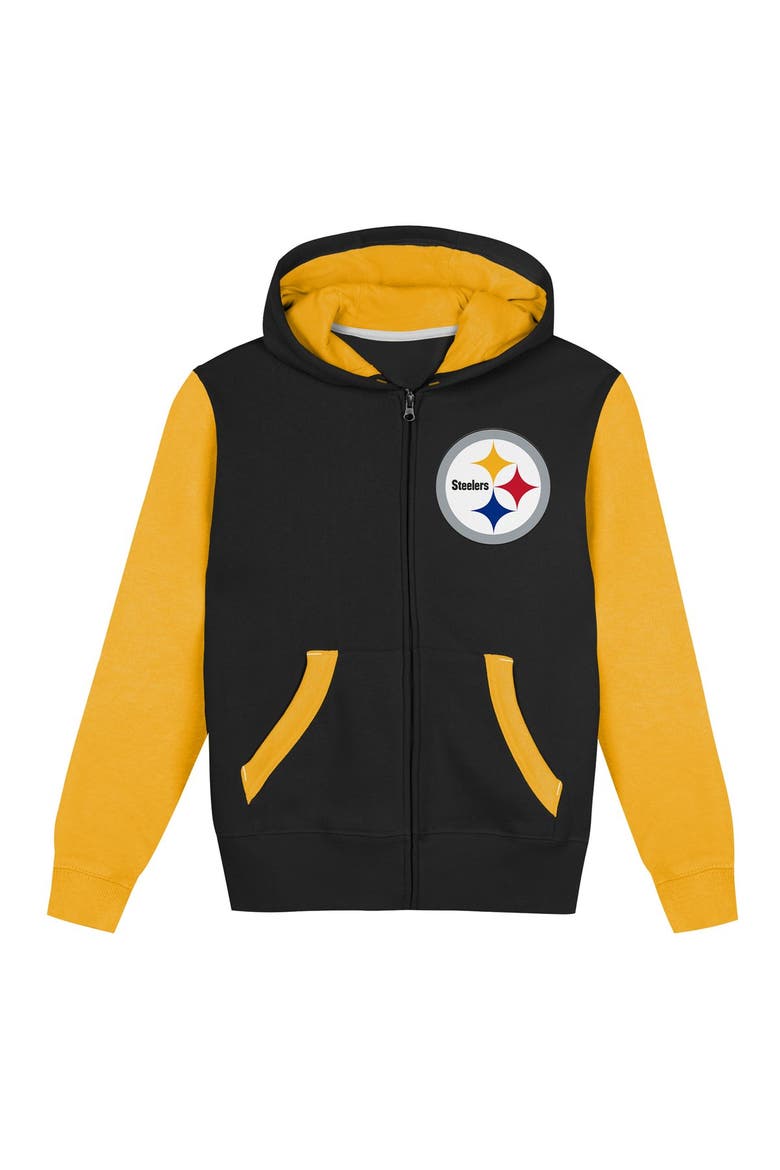 Toddler Outerstuff  Black/Gold Pittsburgh Steelers Stadium Colorblock Full-Zip Hoodie, Alternate, color, Black