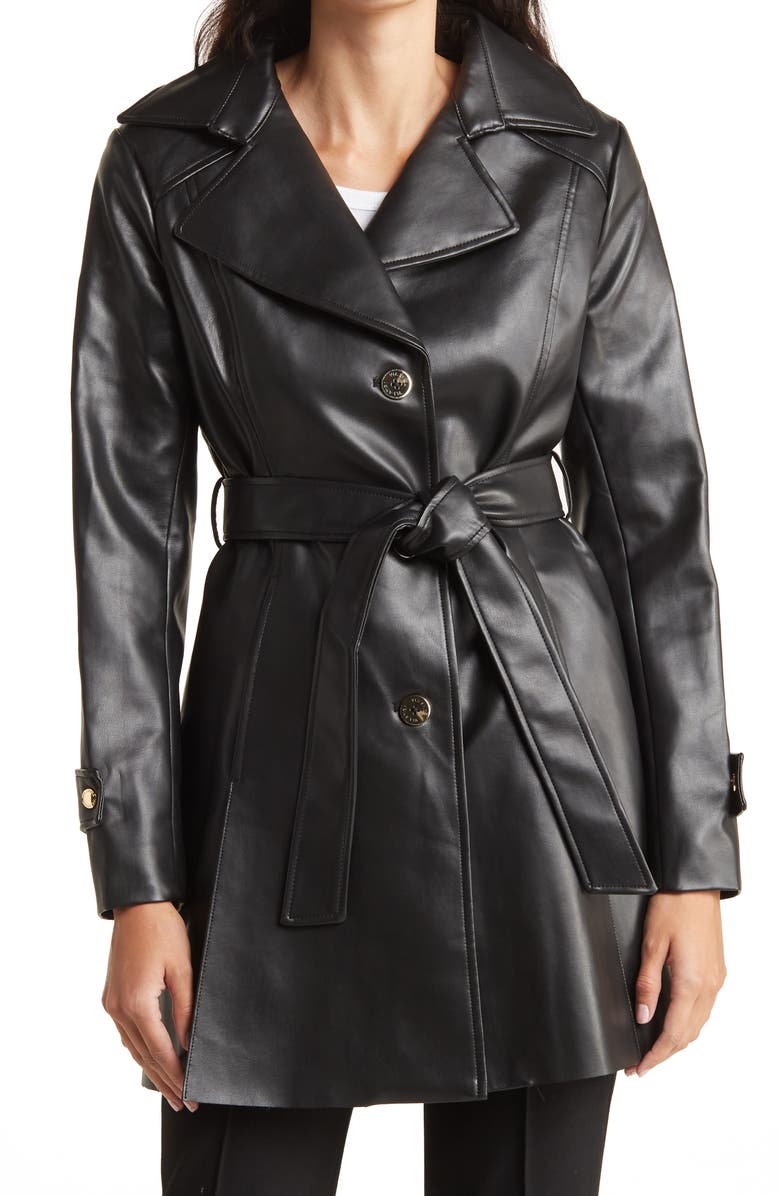 Via Spiga Vegan Leather Trench Coat, Main, color,