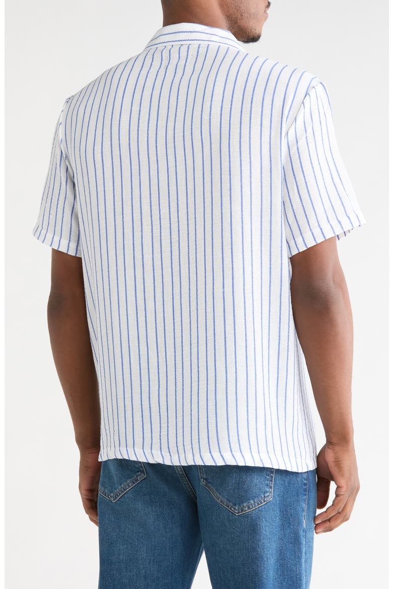 Yarn Dyed Stripe Camp Shirt, Alternate, color, WHITE/ BLUE