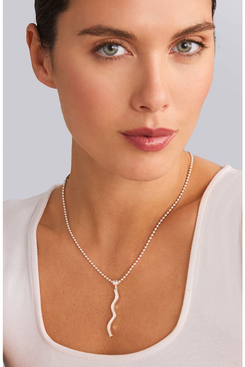 Caviar Spark Diamond Wave Pendant Necklace, Alternate, color, SILVER
