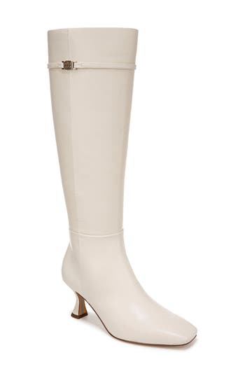 Sam Edelman Lyla Knee High Wide Calf Boot Modern Ivory Leather In Modern Ivory