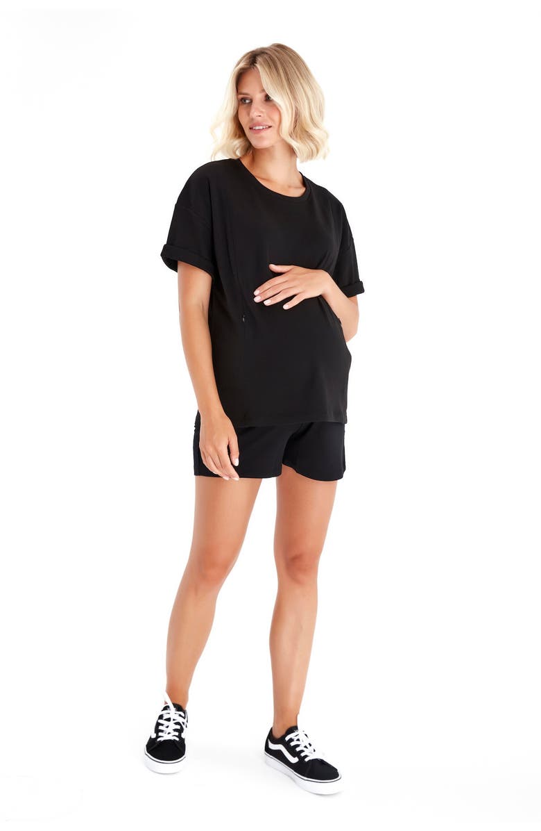 Accouchée Anytime Anywhere Side Zip Maternity/Nursing T-Shirt, Alternate, color, Black