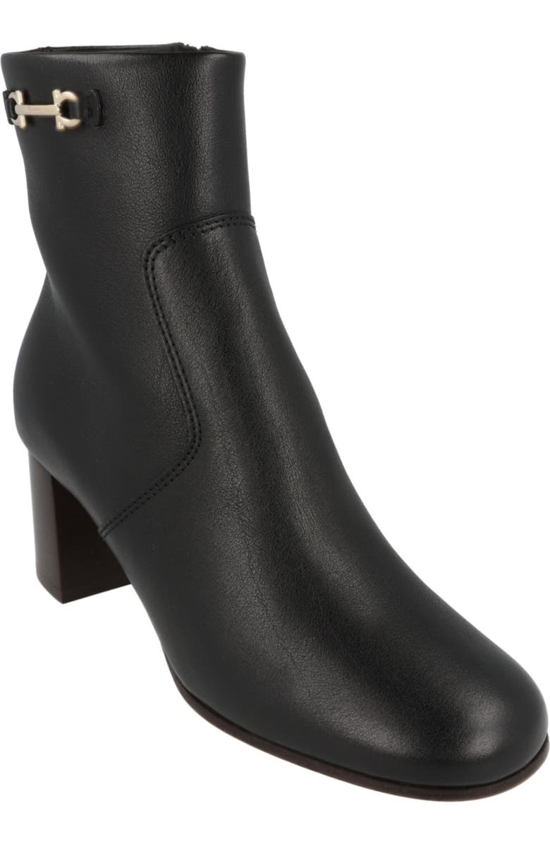 FERRAGAMO Oreste Leather Bootie, Main, color, Black Black
