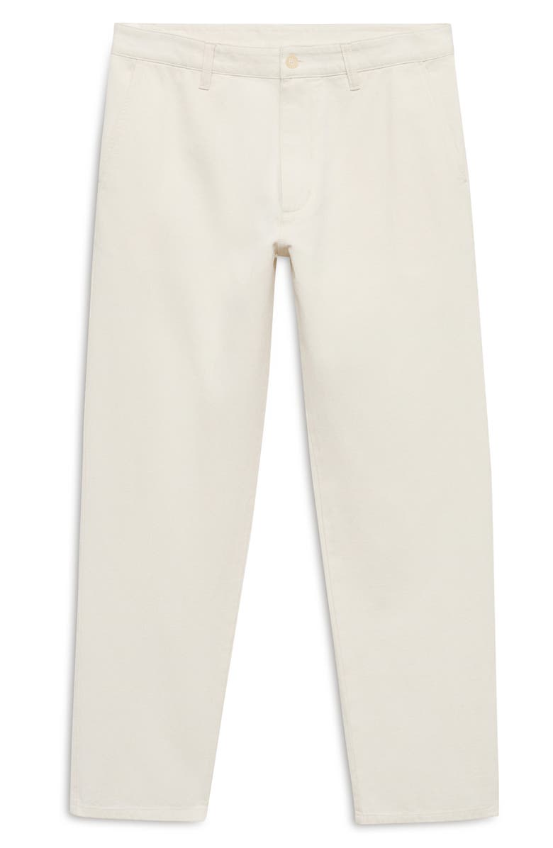 MANGO Cotton & Linen Straight Leg Jeans, Alternate, color, Off White