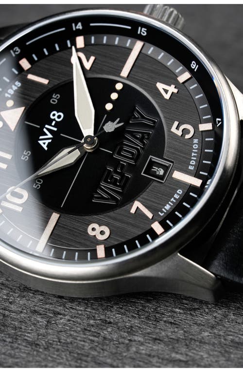 Avi-8 Hawker Hurricane Kent Leather Strap Watch, 43mm In Black