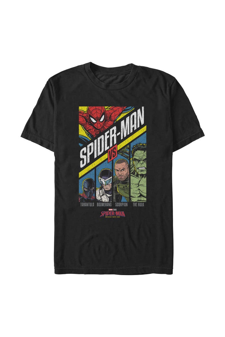 Mens Marvel Spider-Man Brand New Day Retro vs Villains T Shirt, Main, color, Black