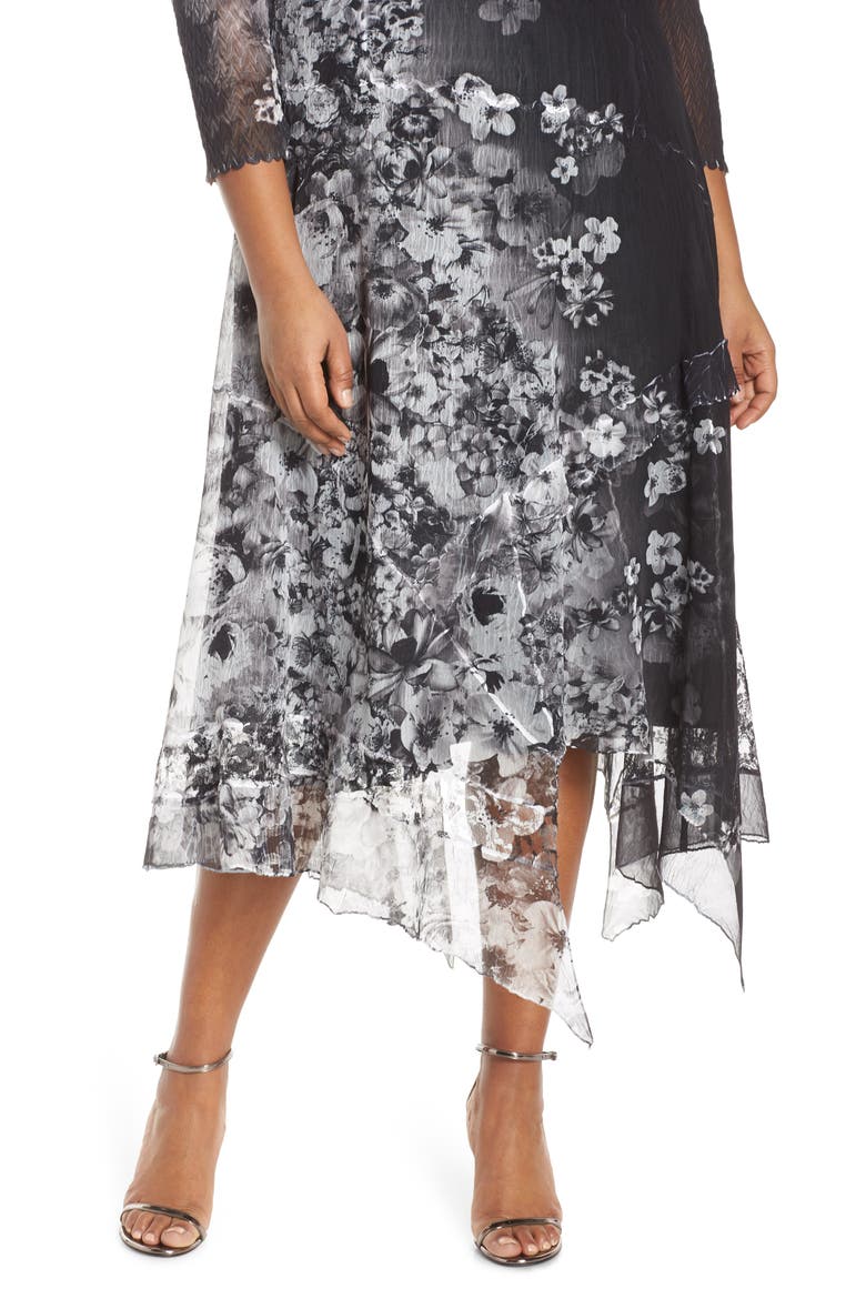 Handkerchief Hem Cocktail Dress, Alternate, color, MOONLIGHT BLOOM