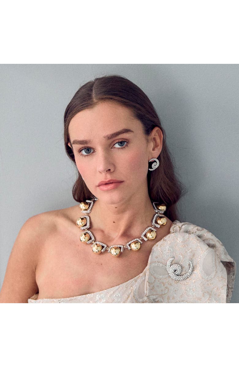 Lele Sadoughi Pinball Pave Necklace, Alternate, color, Crystal 100