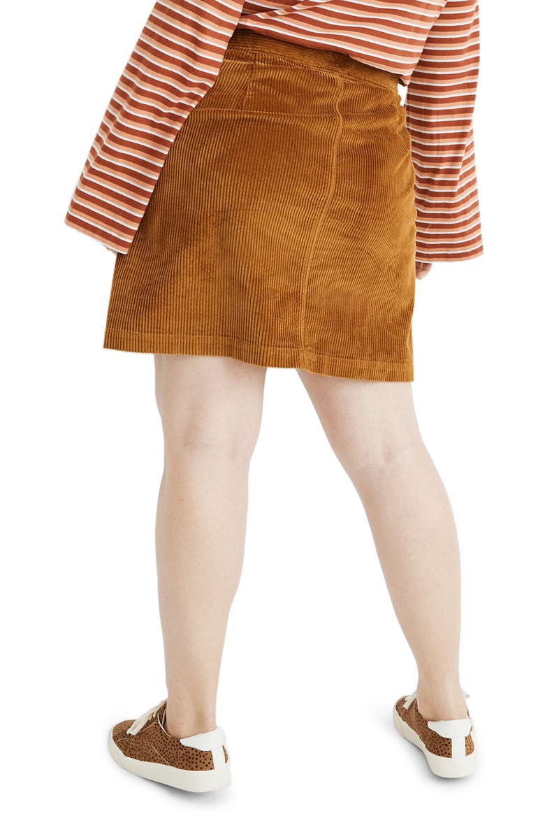Button Front A-Line Corduroy Skirt, Alternate, color, EGYPTIAN GOLD