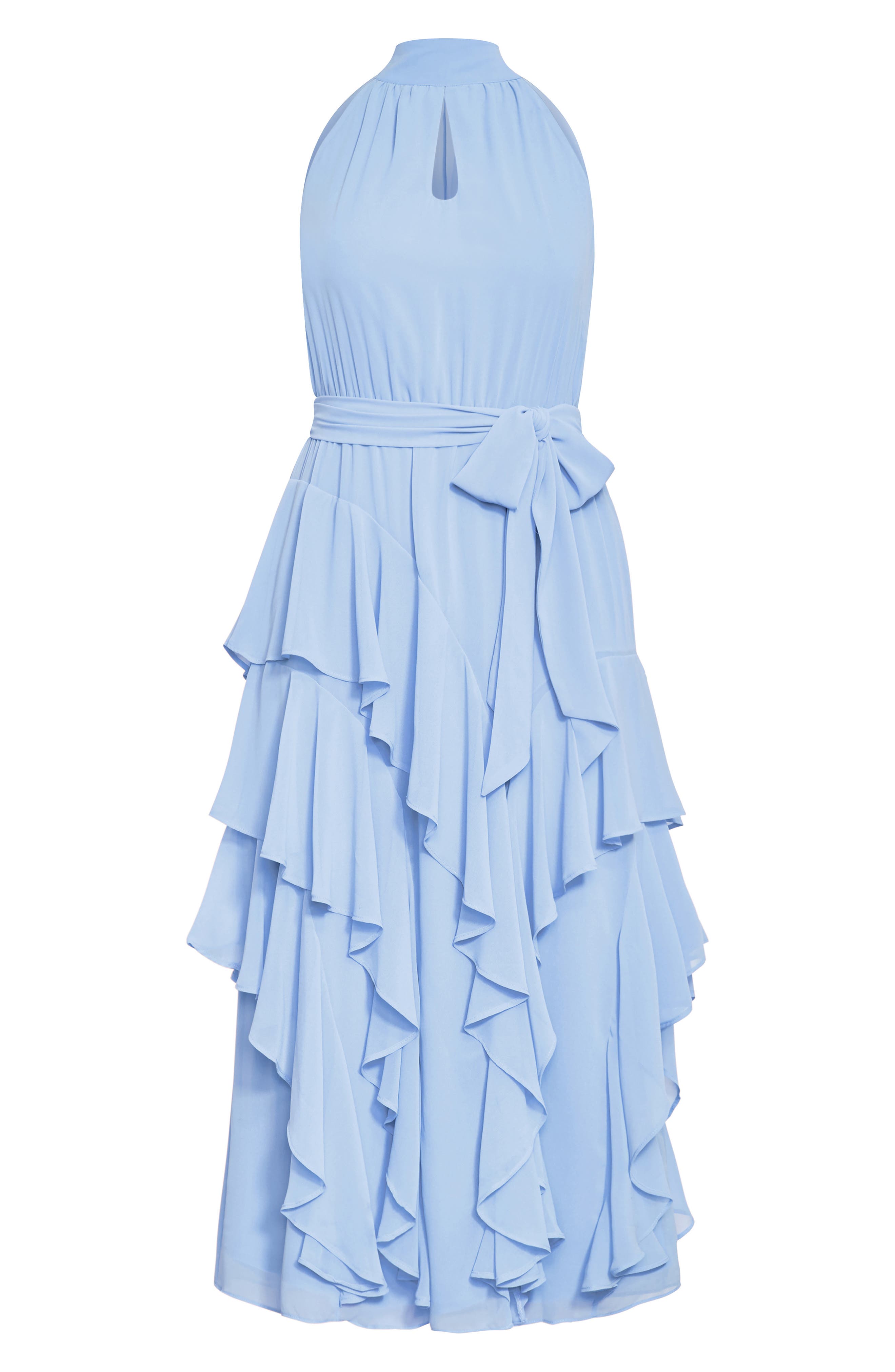 City Chic Mandy Ruffle Sleeveless Maxi Dress In Blue