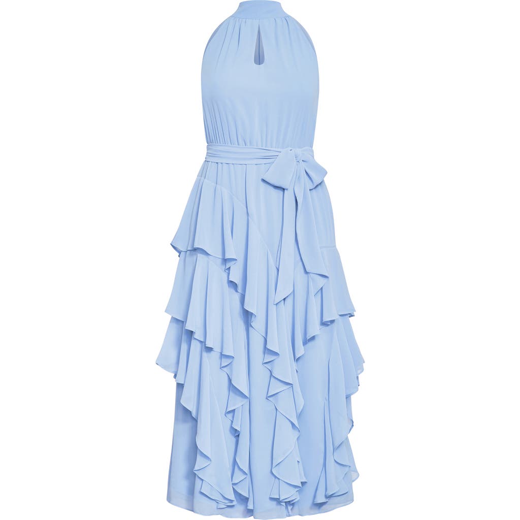 City Chic Mandy Ruffle Sleeveless Maxi Dress In Blue