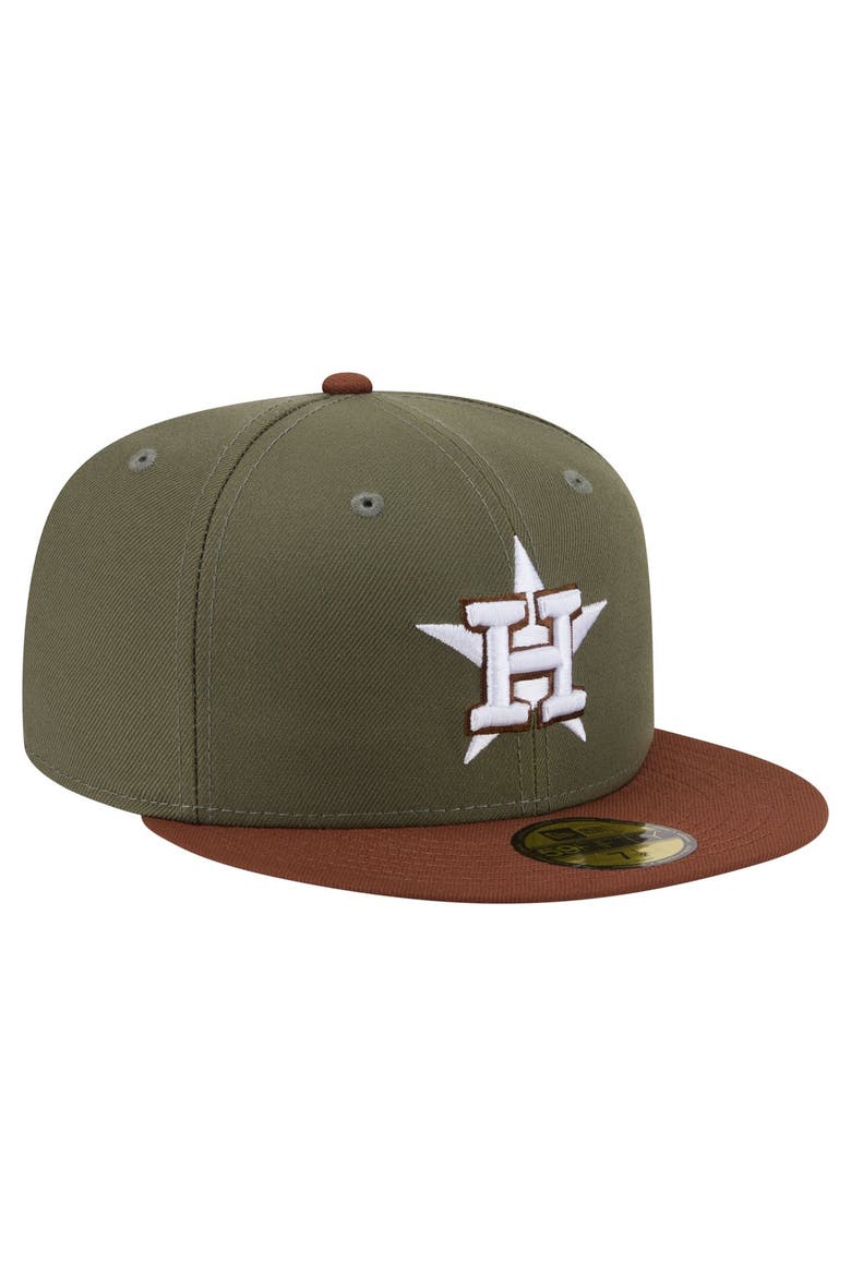 Men's New Era Olive/Brown Houston Astros Color Pack 59FIFTY Fitted Hat, Alternate, color, Olive