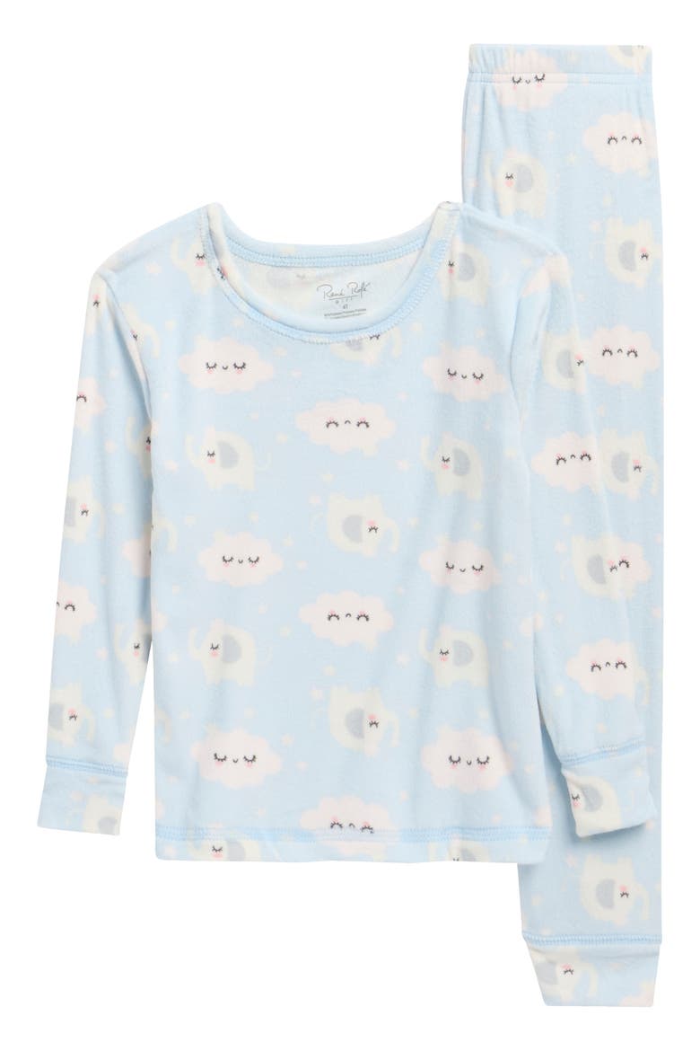 Kids' 2-Piece Velour Pajama Set, Main, color, ELEPHANT AND CLOUDS