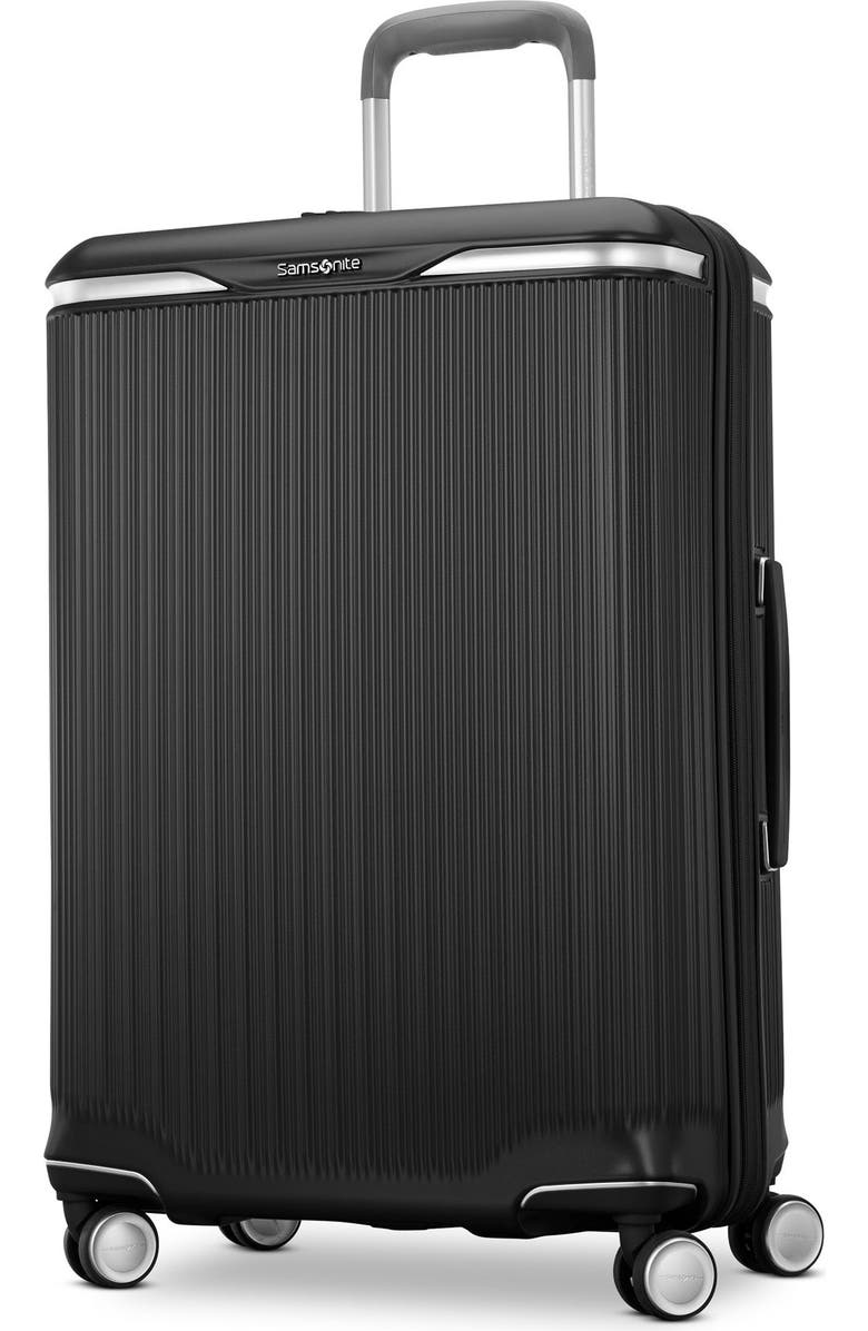 Samsonite Silhouette 18 Hardside Expandable 25" Checked Spinner, Main, color, Black