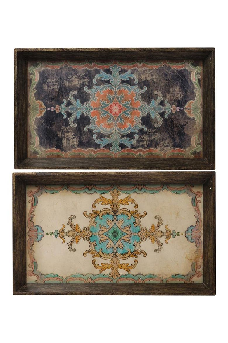 Set of 2 Elegant Trays, Main, color, MULTI