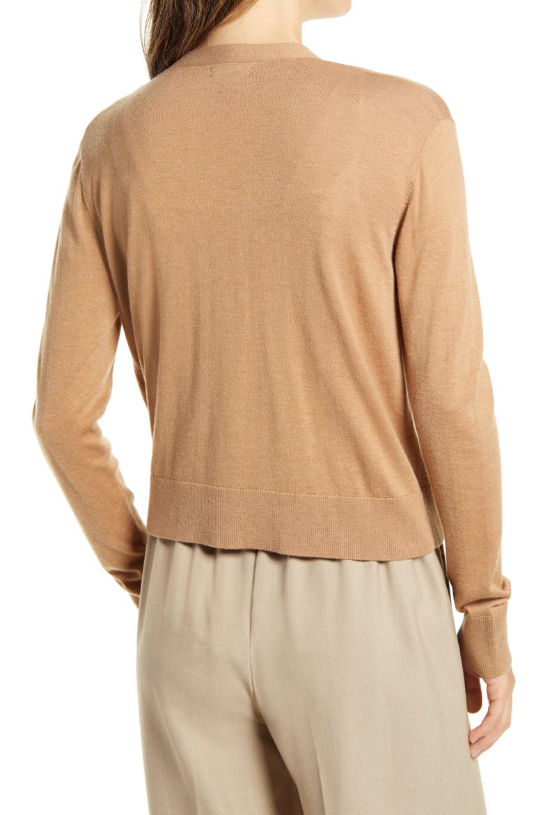 Women's Crop V-Neck Cardigan, Alternate, color, TAN CAMEL DARK HEATHER