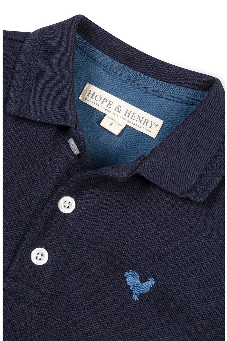 Kids' Organic Short Sleeve Knit Pique Polo Shirt, Alternate, color, Navy