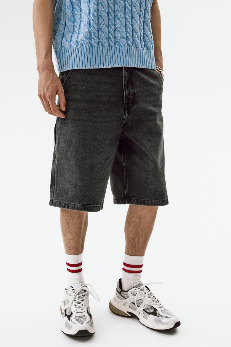 Oversized Carpenter Shorts, Alternate, color, Denim black
