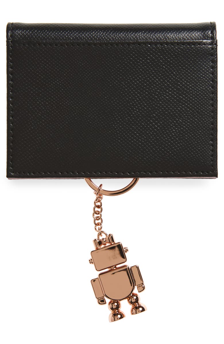 Ted Baker London Leather Card Case with Robot Key Chain, Alternate, color,